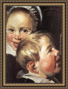 Frans Hals Framed Paintings - The Rommel Pot Player [detail] by Frans Hals